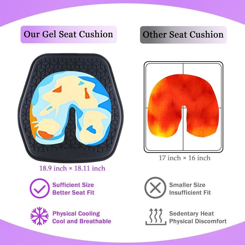 Binsheo Thin Gel Seat Cushion for Car Seat, Office Chair, Wheelchair, Golf Cart - Non-Slip Car Seat Cushions with 0.7 Inch Gel - Sciatica & Coccyx Pain Relief (Fabric, Black) - Image 5